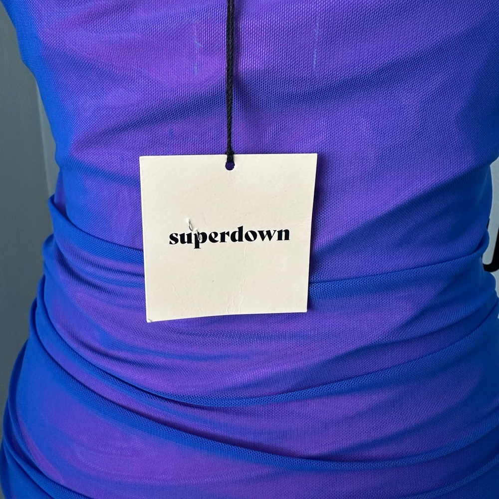 NWT Superdown Vibrant Pink and Blue Mesh Dress Size L - Picture 6 of 13